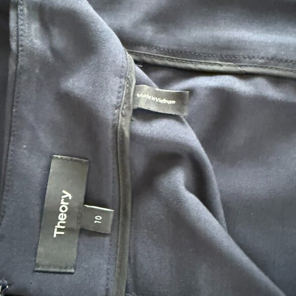 Theory Pencil Skirt Slim Fit Stretch Wool Navy Size 10 - Picture 2 of 3